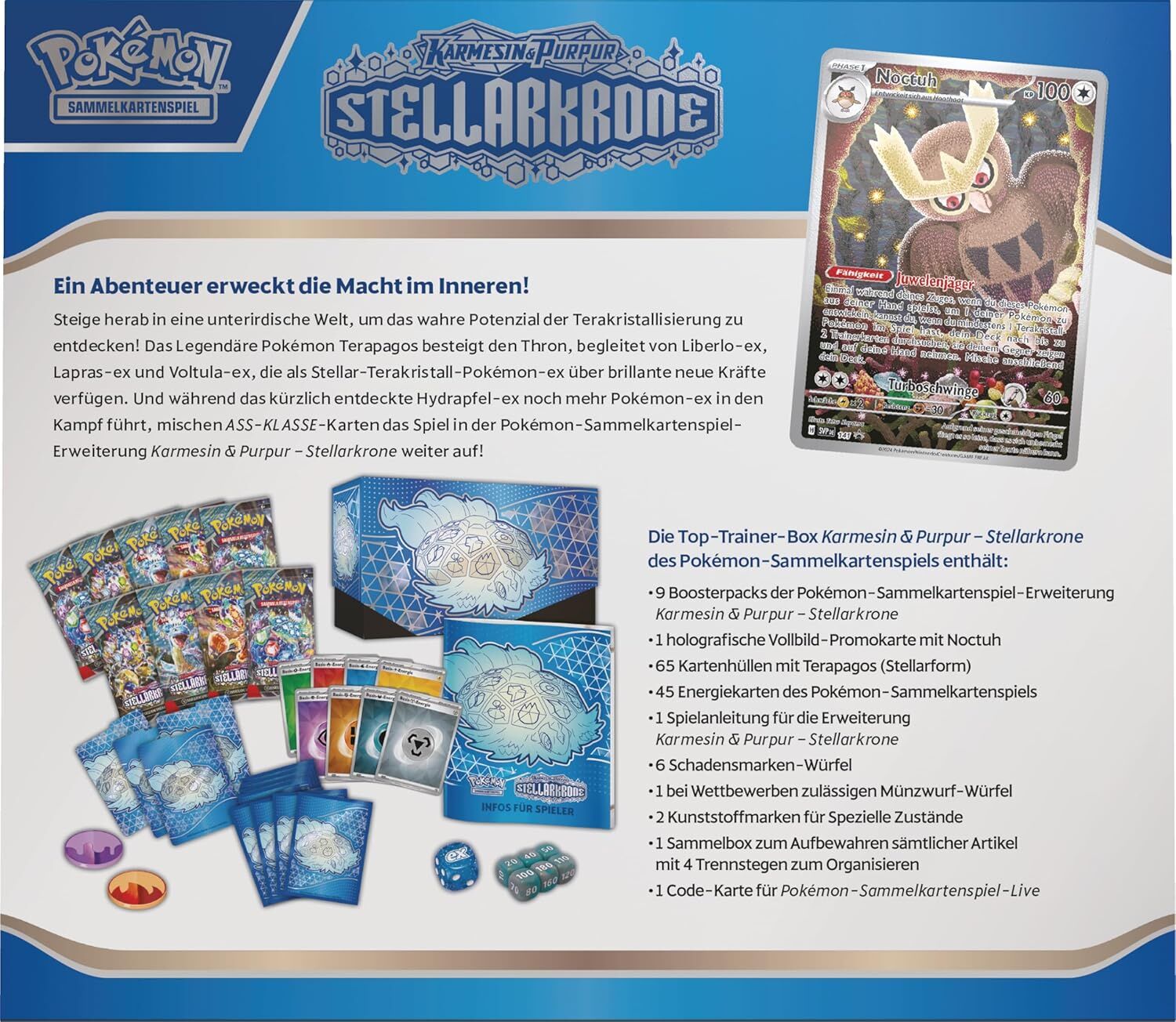 Pokémon TCG: Karmesin & Purpur - Stellarkrone Top-Trainer-Box - DE