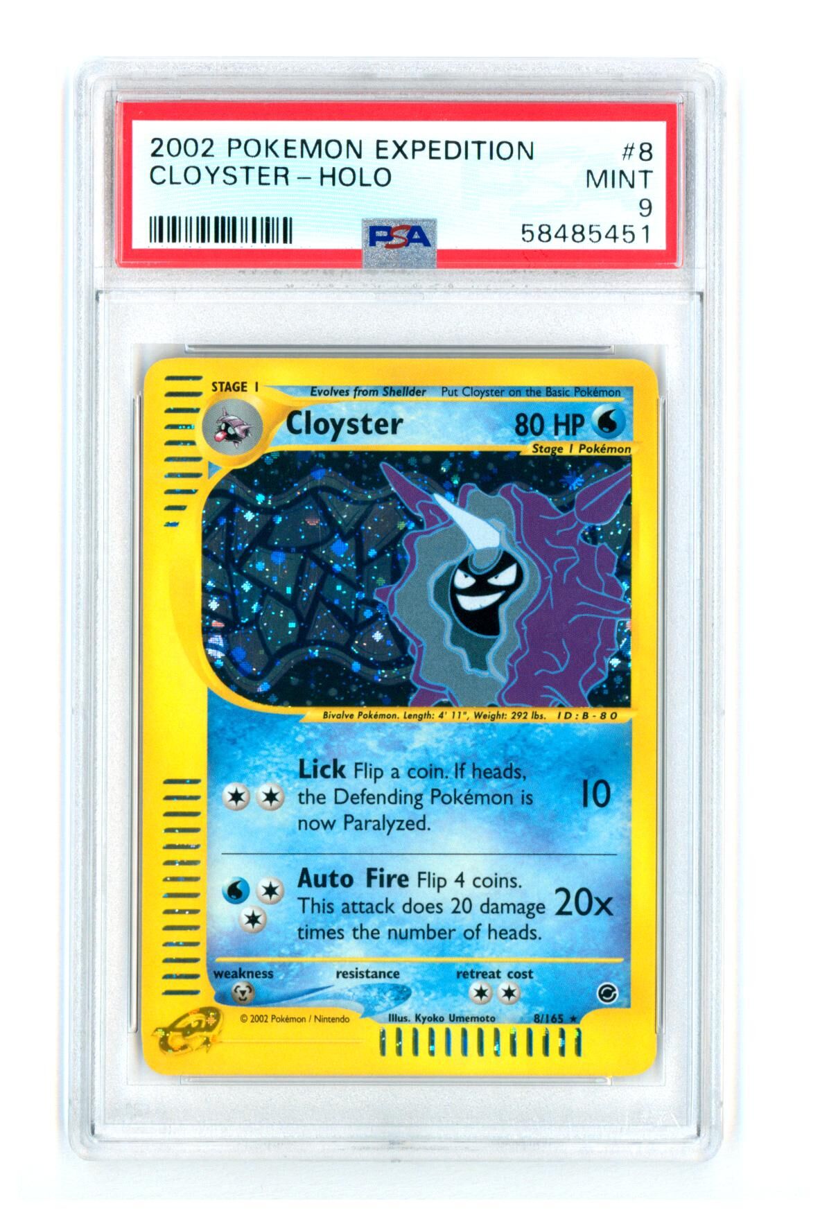 Cloyster 8/165 - Expedition - Holo - PSA 9 MINT - Pokémon