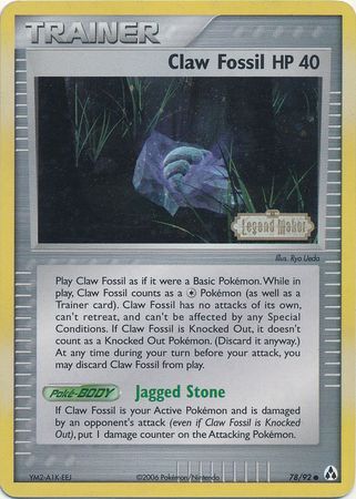 Claw Fossil - 78/92 - Reverse Holo - EN
