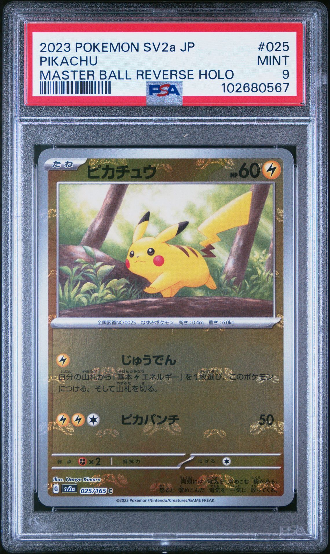 2023 POKEMON JAPANESE SV2a-POKEMON 151 025 PIKACHU MASTER BALL REVERSE HOLO - PSA 9 MINT - Pokémon 2023 POKEMON JAPANESE SV2a-POKEMON 151 025 PIKACHU MASTER BALL REVERSE HOLO - PSA 9 MINT - Pokémon