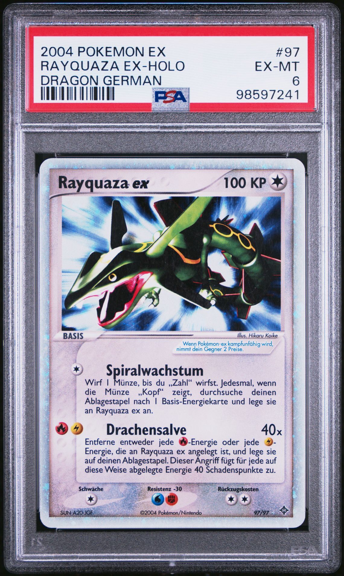 2004 POKEMON GERMAN EX DRAGON 97 RAYQUAZA EX-HOLO - PSA 6 EX-MT - Pokémon 2004 POKEMON GERMAN EX DRAGON 97 RAYQUAZA EX-HOLO - PSA 6 EX-MT - Pokémon