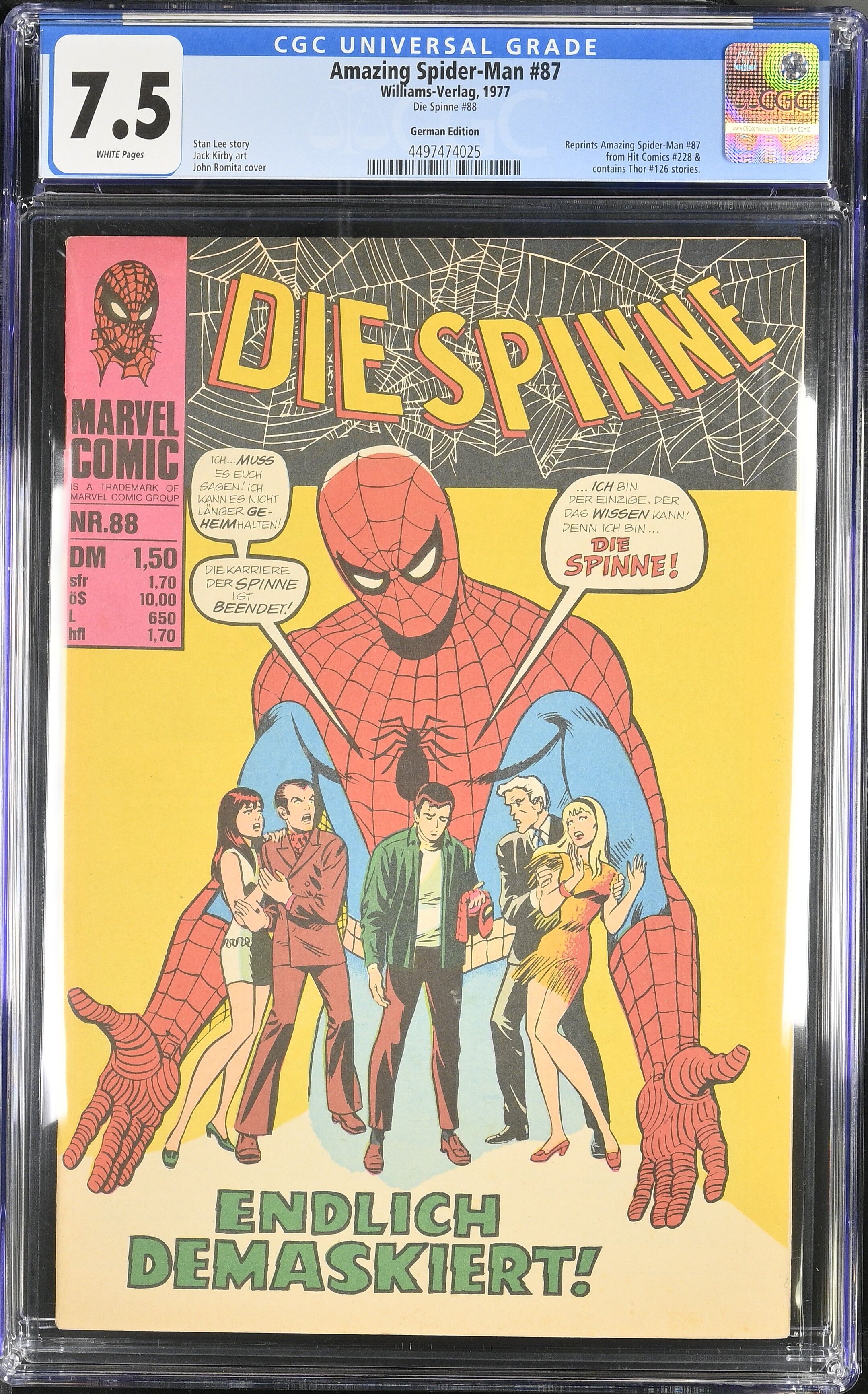 Amazing Spider-Man #87 CGC 7.5 Spinne #88 Williams Amazing Spider-Man #87 CGC 7.5 Spinne #88 Williams