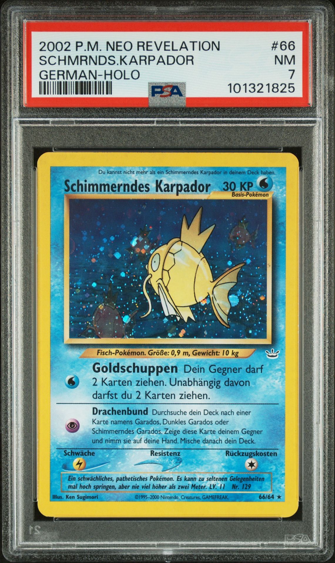 2002 POKEMON GERMAN NEO REVELATION 66 SCHIMMERNDES KARPADOR-HOLO - PSA 7 NM - Pokémon