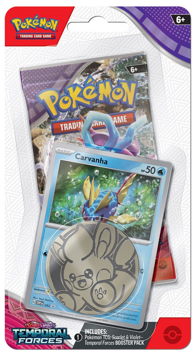 Pokémon TCG: Scarlet & Violet Temporal Forces Carvanha Checklane Blister - EN Pokémon TCG: Scarlet & Violet Temporal Forces Carvanha Checklane Blister - EN