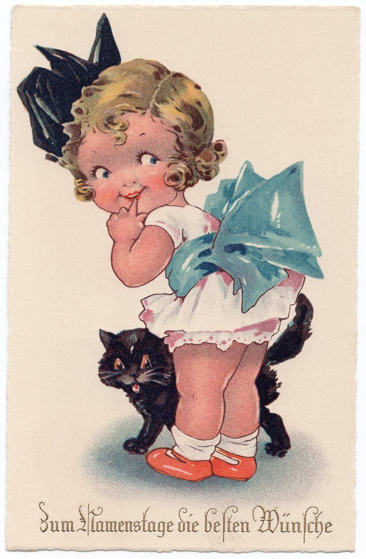 dolly-serie_9902_x Dolly Postkarte Mädchen mit Katze