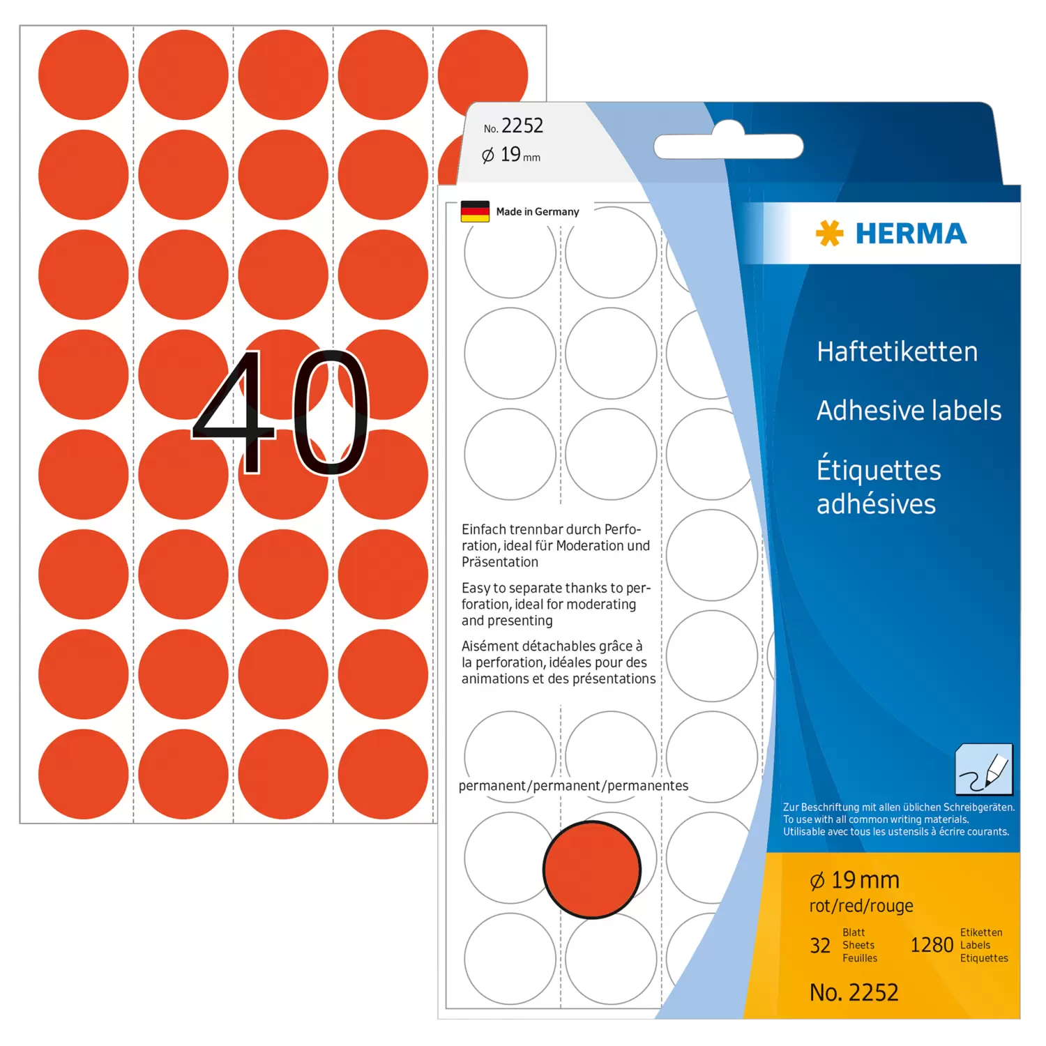 Vielzwecketiketten/Farbpunkte Ø 19 mm, rund, rot, permanent haftend, zur Handbeschriftung Vielzwecketiketten/Farbpunkte Ø 19 mm, rund, rot, permanent haftend, zur Handbeschriftung