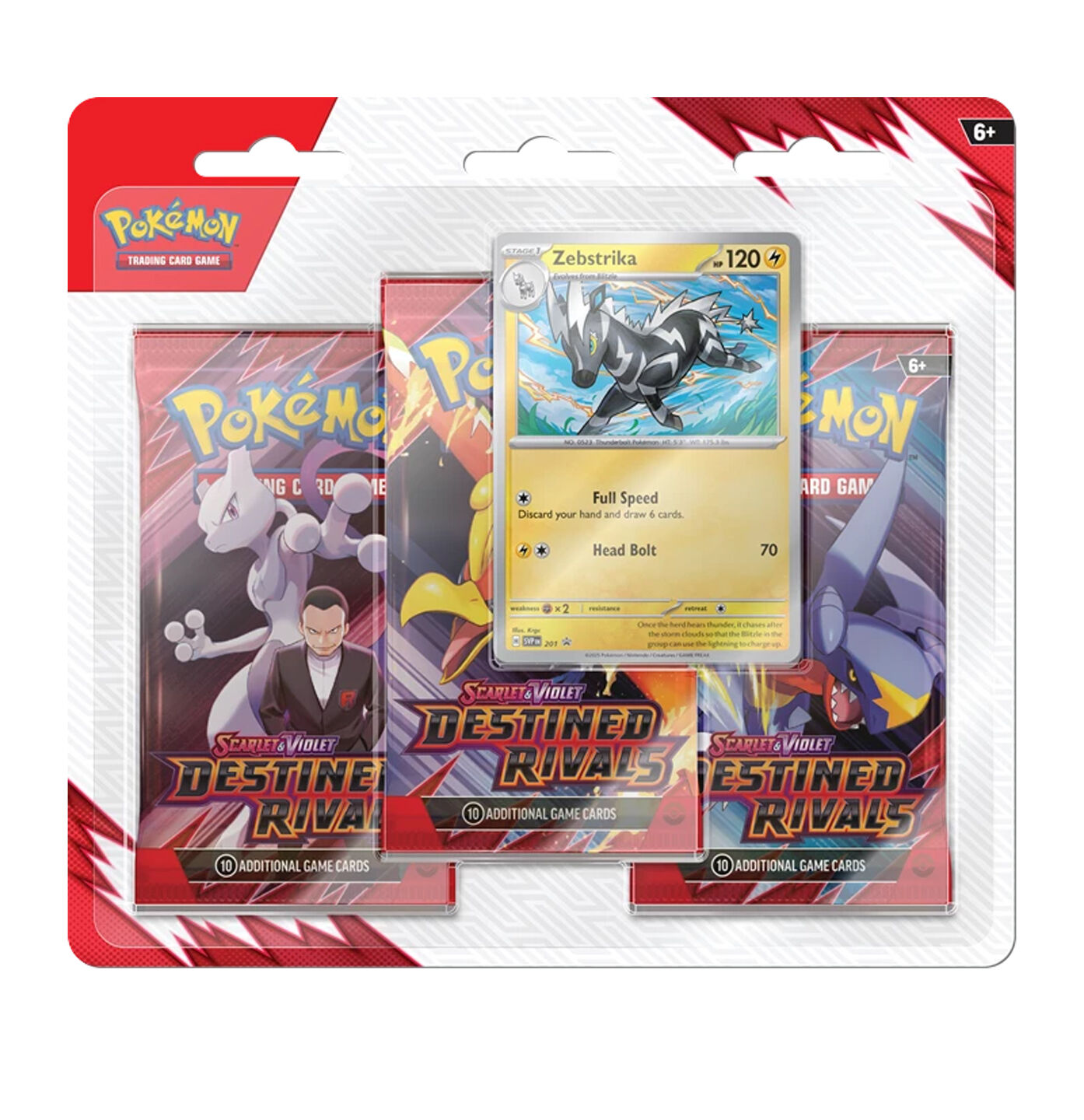 Pokémon TCG: Scarlet & Violet SV10 - Destined Rivals - Zebstrika 3-Pack Blisters - EN Pokémon TCG: Scarlet & Violet SV10 - Destined Rivals - Zebstrika 3-Pack Blisters - EN