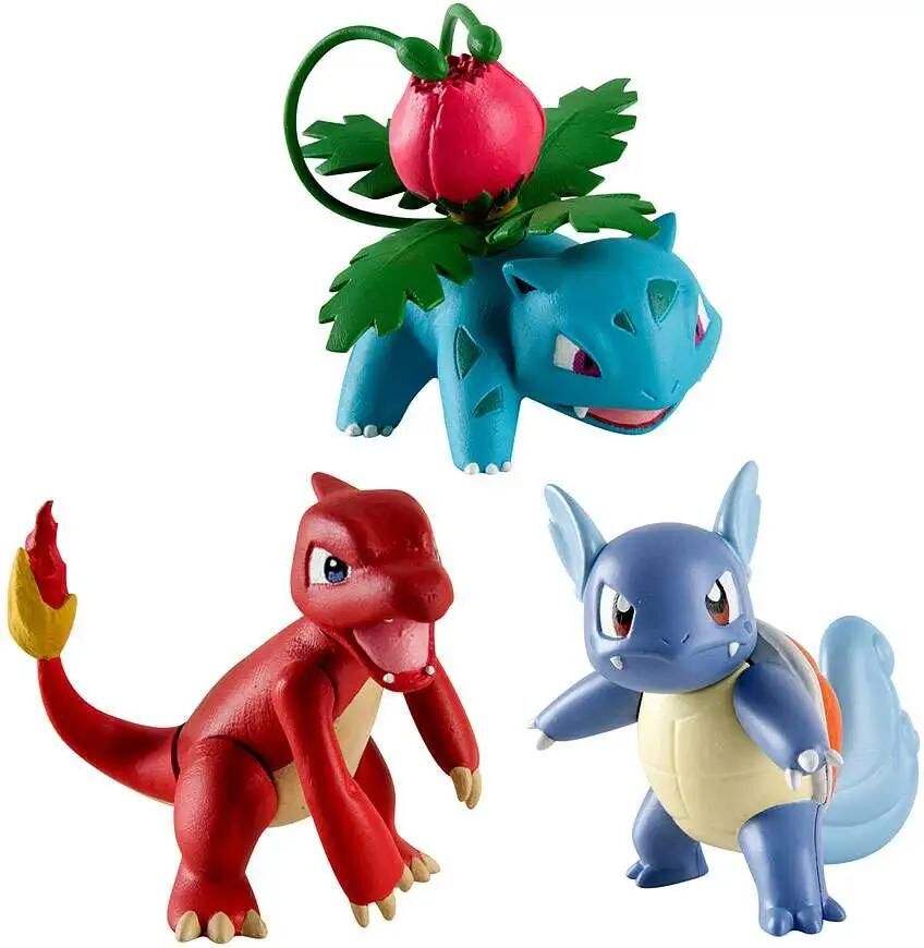 Pokemon Action Pose Ivysaur, Charmeleon & Wartortle 3-Inch Mini Figure 3-Pack