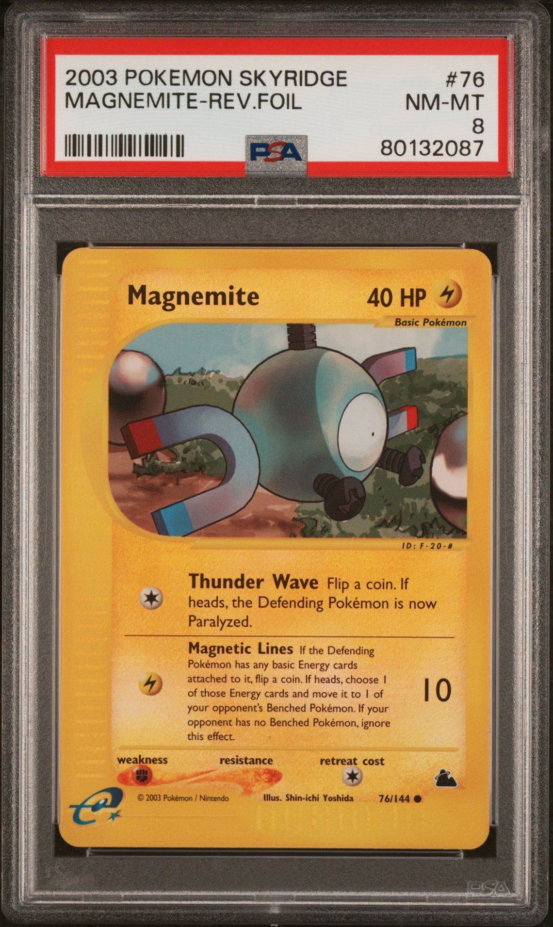 2003 POKEMON SKYRIDGE 76 MAGNEMITE-REVERSE FOIL - PSA 8 NM-MT
