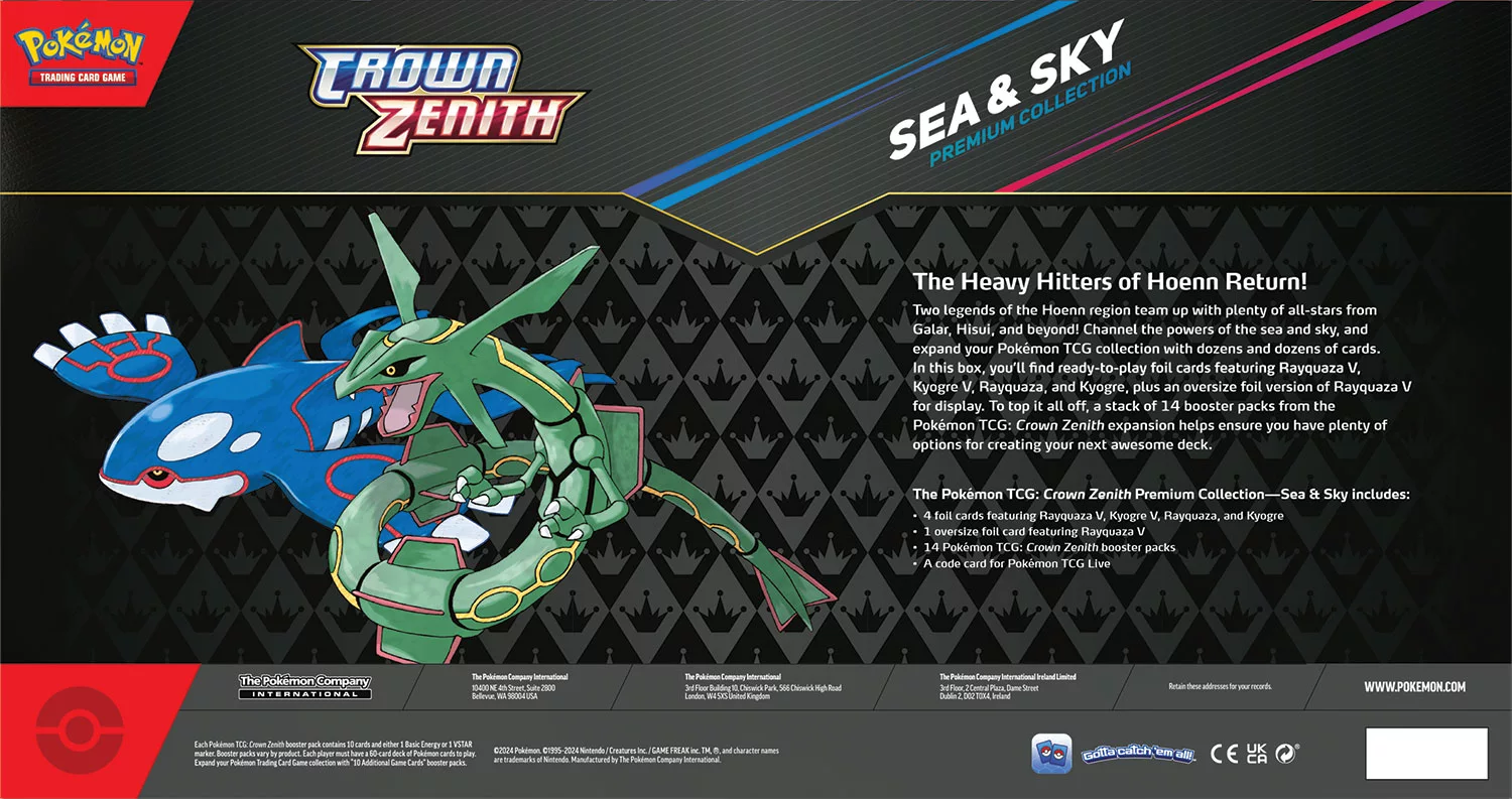 Pokémon Crown Zenith Sea & Sky Premium Collection Box - EN 