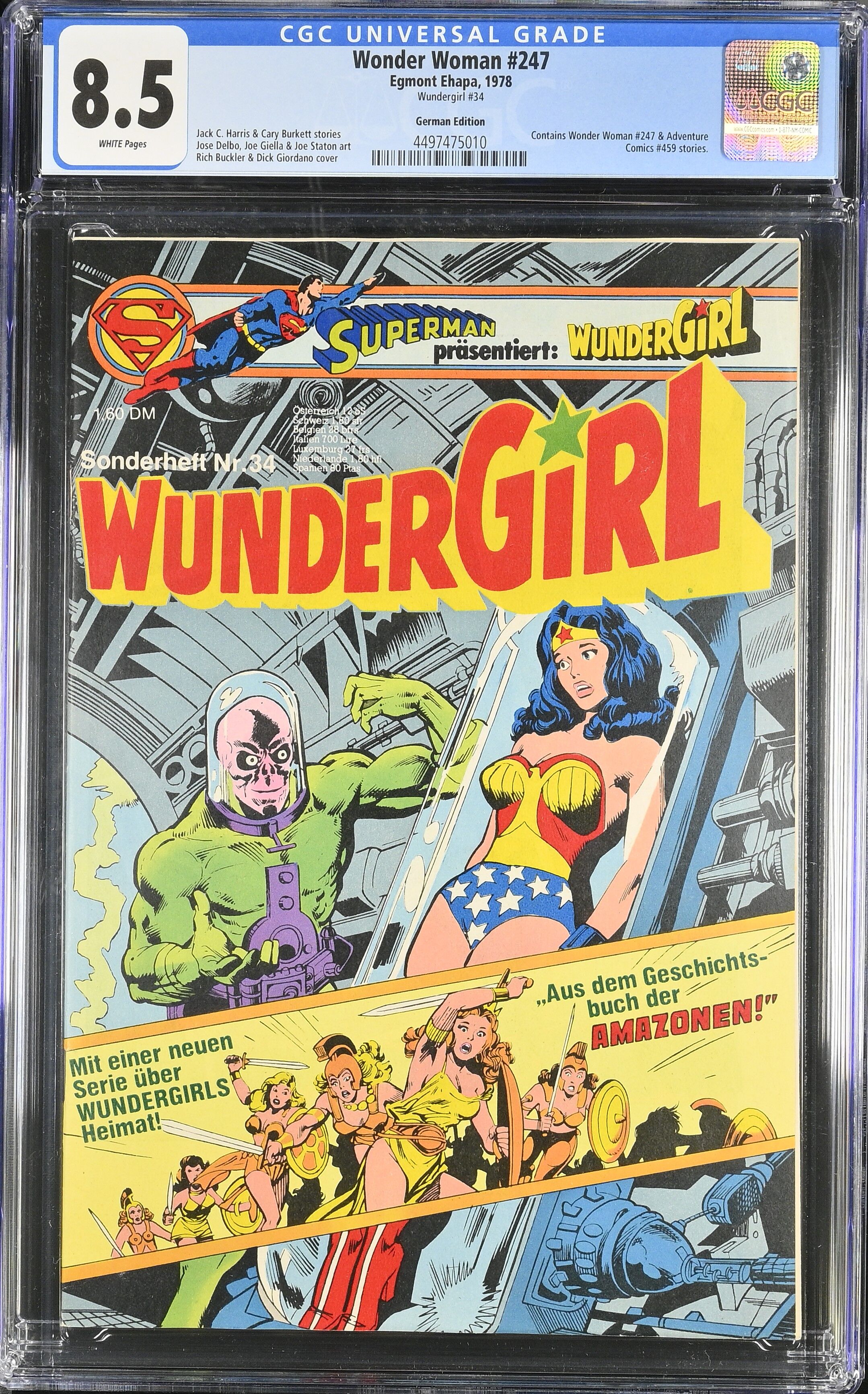 Wonder Woman #247 CGC 8.5 Wundergirl #34 Ehapa Top Pop! Wonder Woman #247 CGC 8.5 Wundergirl #34 Ehapa Top Pop!