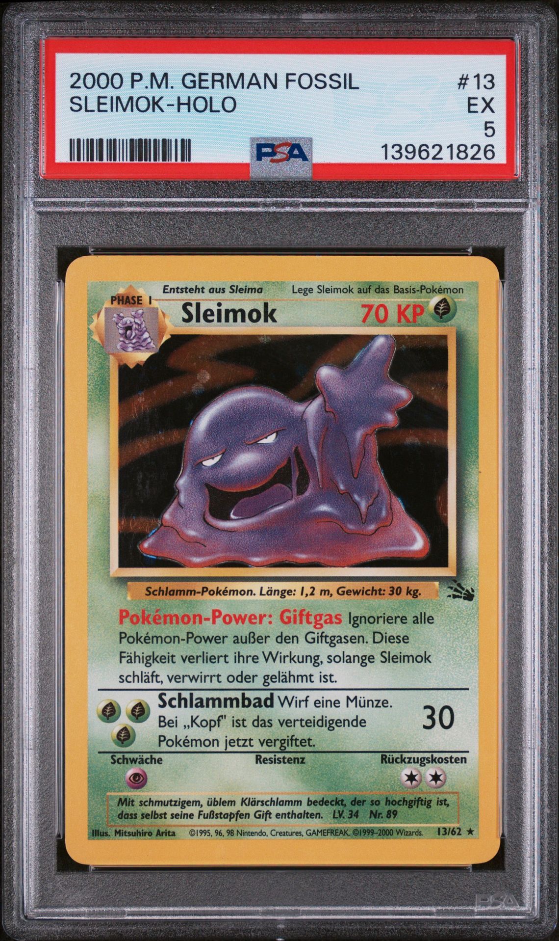 2000 POKEMON GERMAN FOSSIL #13 SLEIMOK-HOLO - EX 5 - Pokemon