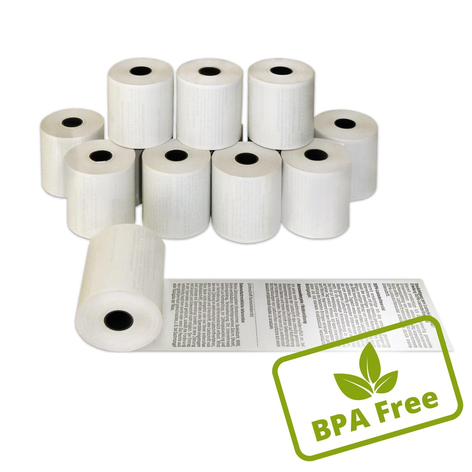 10x Thermorolle 57mm-25m Ø45, Kern 12mm | SEPA-Lastschrifttext | BPA-freie Bonrollen 10x Thermorolle 57mm-25m Ø45, Kern 12mm | SEPA-Lastschrifttext | BPA-freie Bonrollen