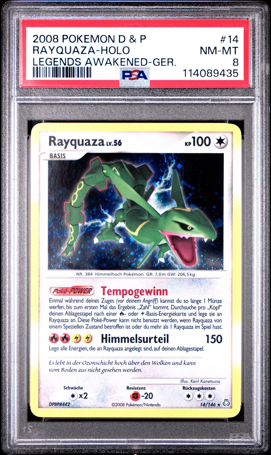 2008 POKEMON DIAMOND & PEARL LEGENDS AWAKENED 14 RAYQUAZA-HOLO GERMAN - PSA 8 NM-MT - Pokémon
