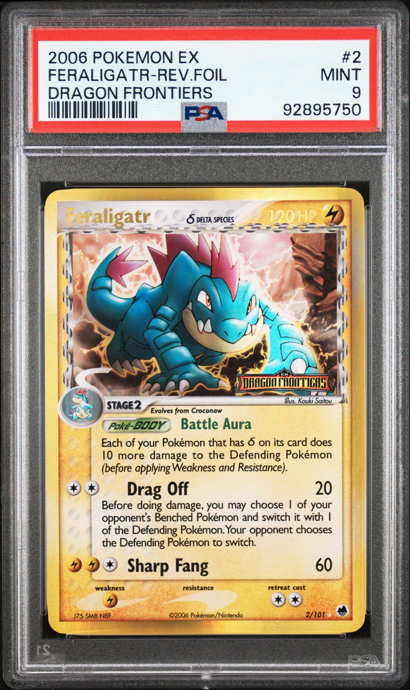 2006 POKEMON EX DRAGON FRONTIERS 2 FERALIGATR-REVERSE FOIL - PSA 9 MINT - Pokémon
