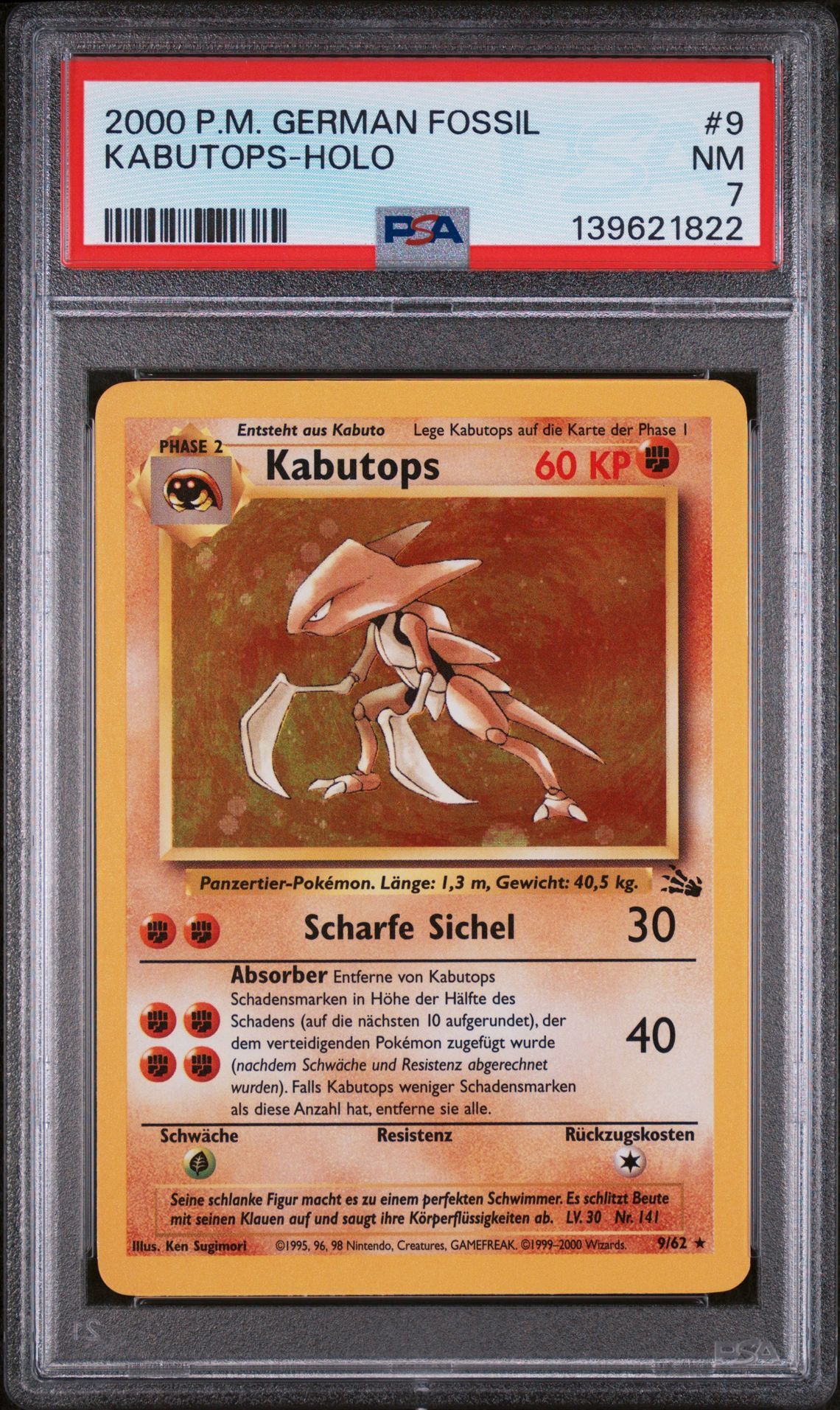 2000 POKEMON GERMAN FOSSIL #9 KABUTOPS-HOLO - NM 7 - Pokemon
