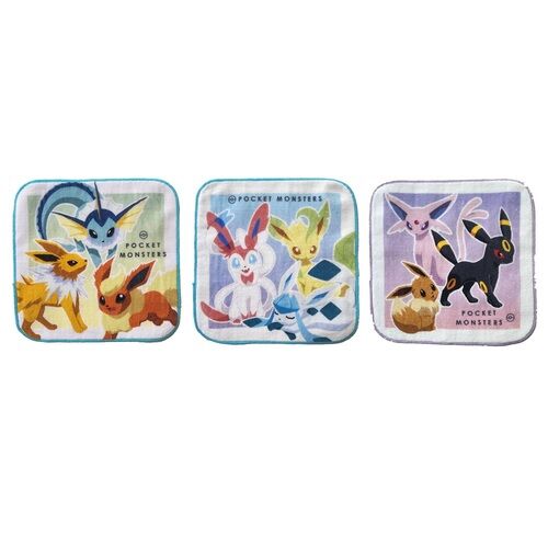 Mini Towel Set of 3 Eevees - Pokemon - 16 x 16 cm