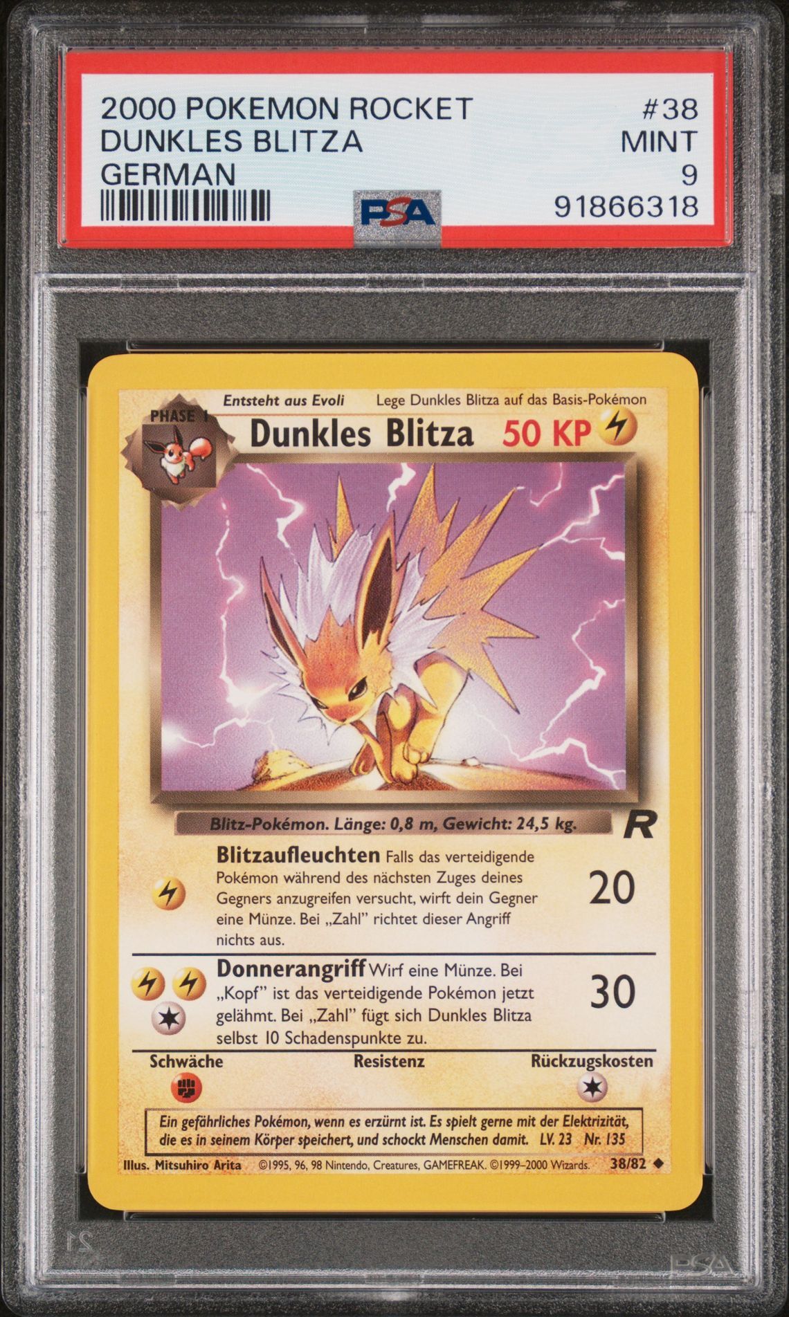2000 POKEMON ROCKET 38 DUNKLES BLITZA GERMAN - PSA 9 MINT - Pokémon