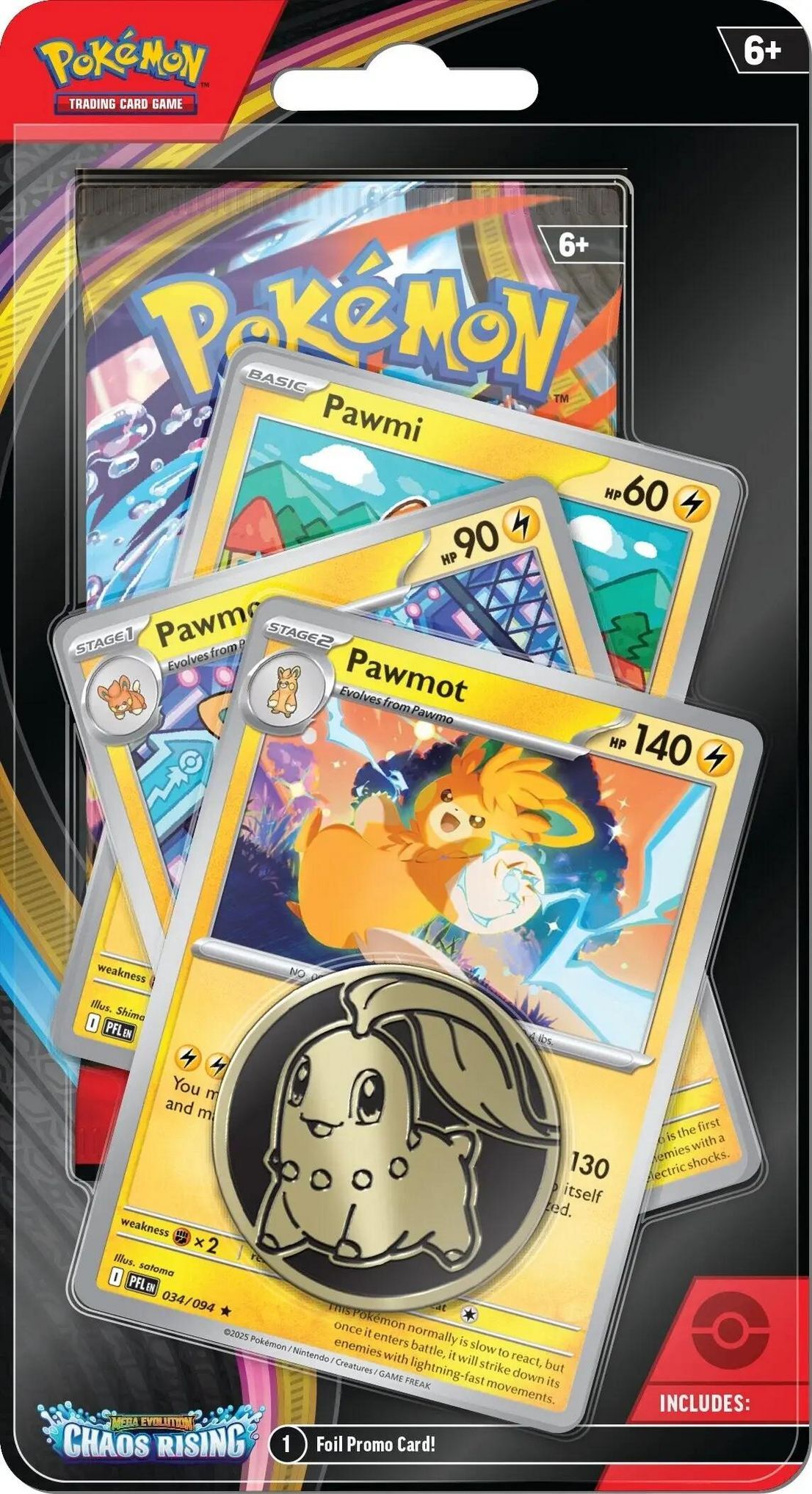 Pokémon TCG: Mega Evolution (ME04) - Chaos Rising Pawmot Premium Checklane Blister - EN Pokémon TCG: Mega Evolution (ME04) - Chaos Rising Pawmot Premium Checklane Blister - EN