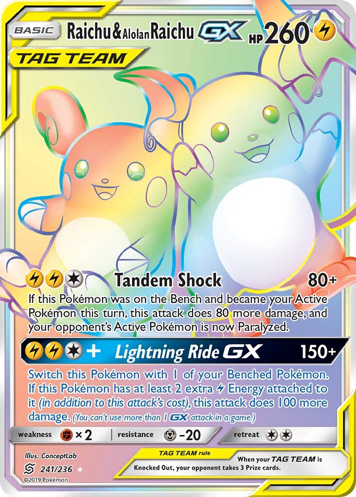 Raichu & Alolan Raichu-GX - 241/236 - EN