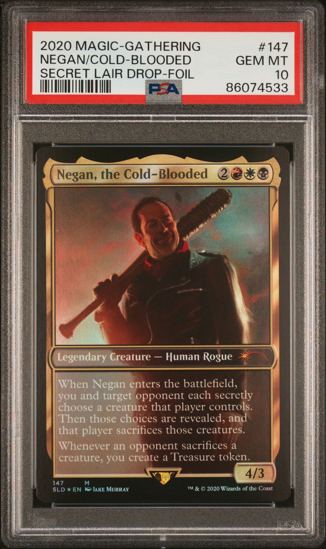 2020 MAGIC THE GATHERING SECRET LAIR DROP 147 NEGAN, THE COLD-BLOODED FOIL - PSA 10 GEM-MT 2020 MAGIC THE GATHERING SECRET LAIR DROP 147 NEGAN, THE COLD-BLOODED FOIL - PSA 10 GEM-MT