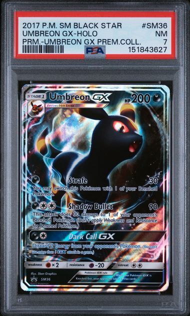 Umbreon GX #SM36 - Sm Black Star Promo - Holo - PSA 7 NM - Pokemon