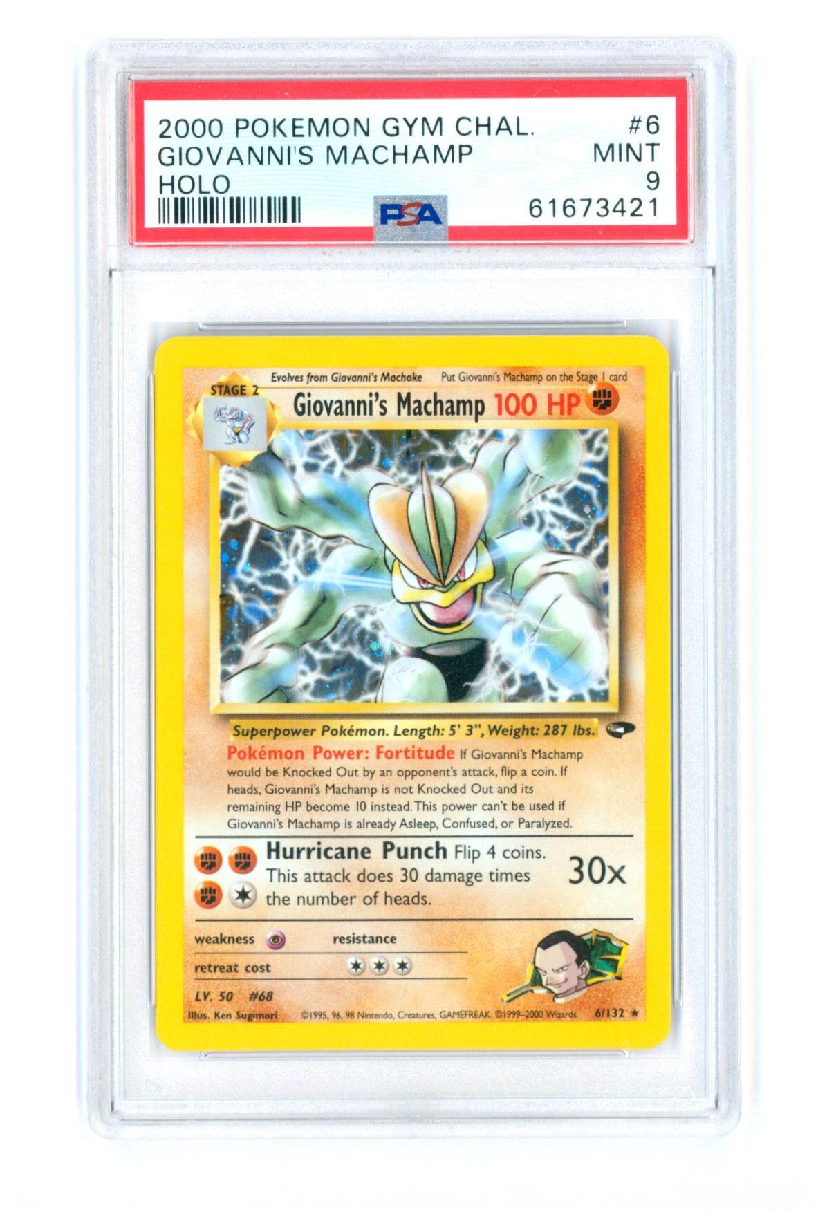 Giovanni's Machamp 6/132 - Gym Challenge - Holo Rare - PSA 9 MINT - Pokémon
