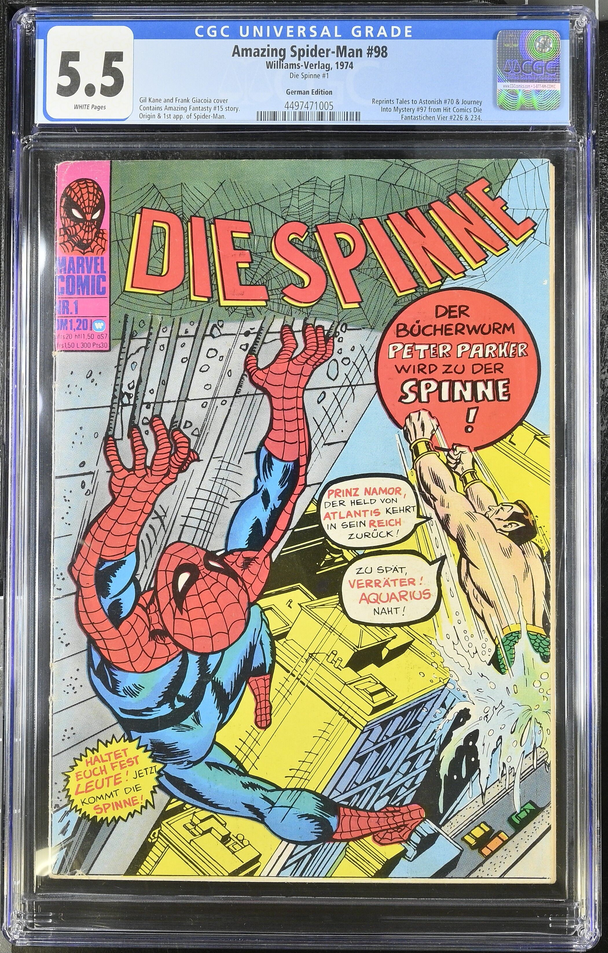 Die Spinne (Williams) #1 CGC 5.5 Amazing Spider-Man #98 Die Spinne (Williams) #1 CGC 5.5 Amazing Spider-Man #98