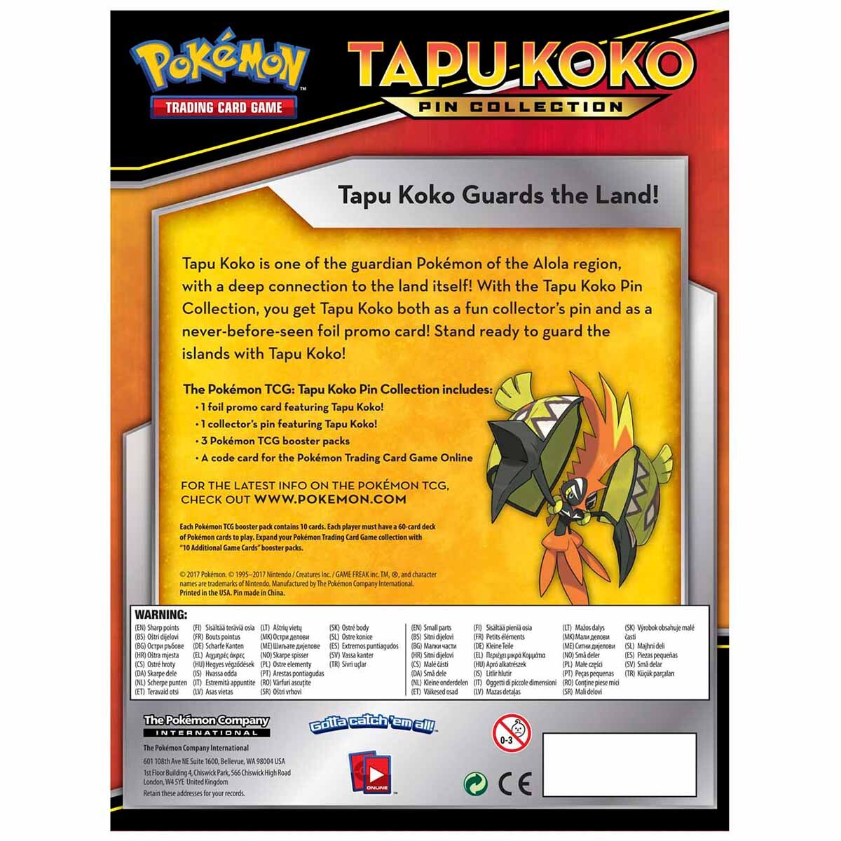 Pokémon Tapu Koko Pin Collection - EN