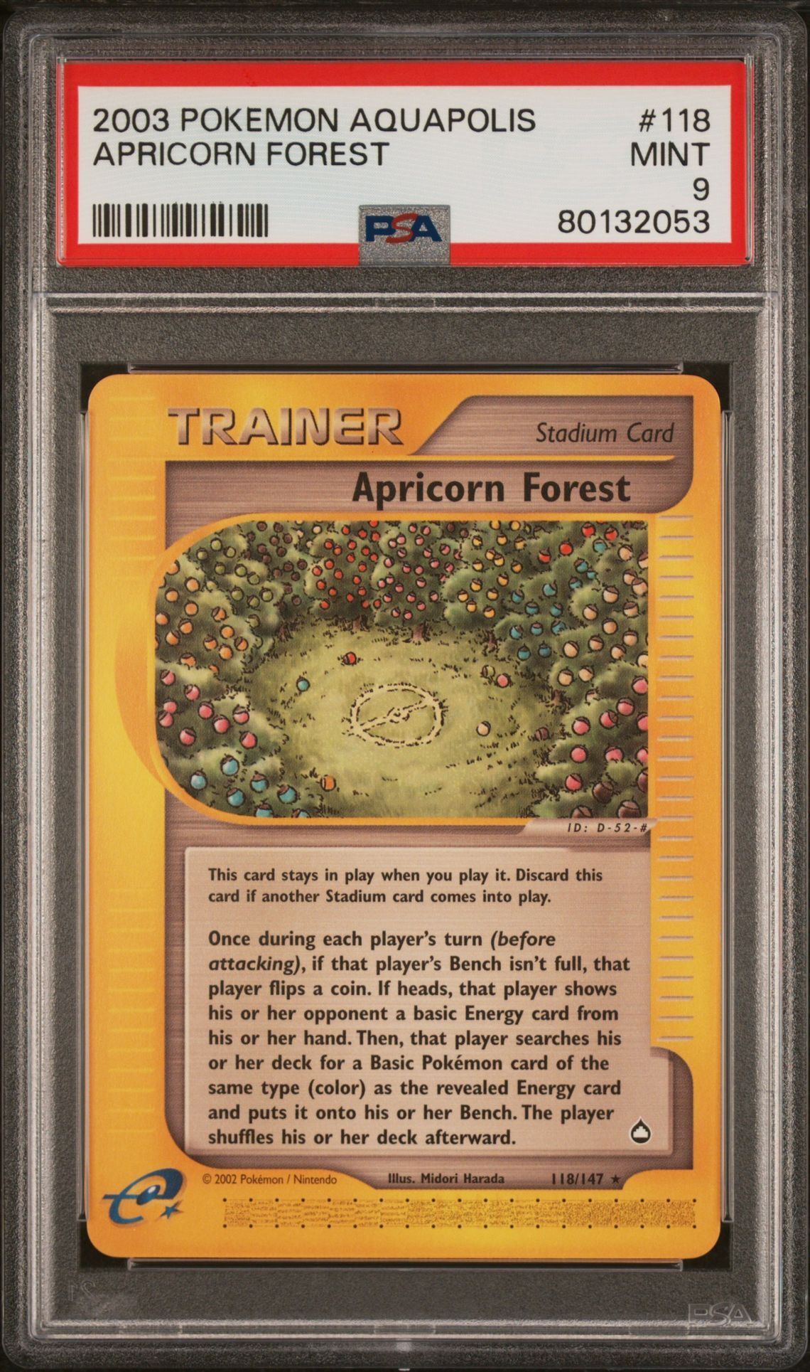 2003 POKEMON AQUAPOLIS 118 APRICORN FOREST - PSA 9 MINT