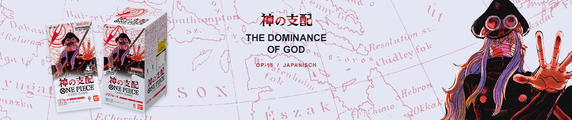 One Piece OP18 The Dominance of God – Japanische Booster und Displays, sauber freigestelltes Originalmotiv