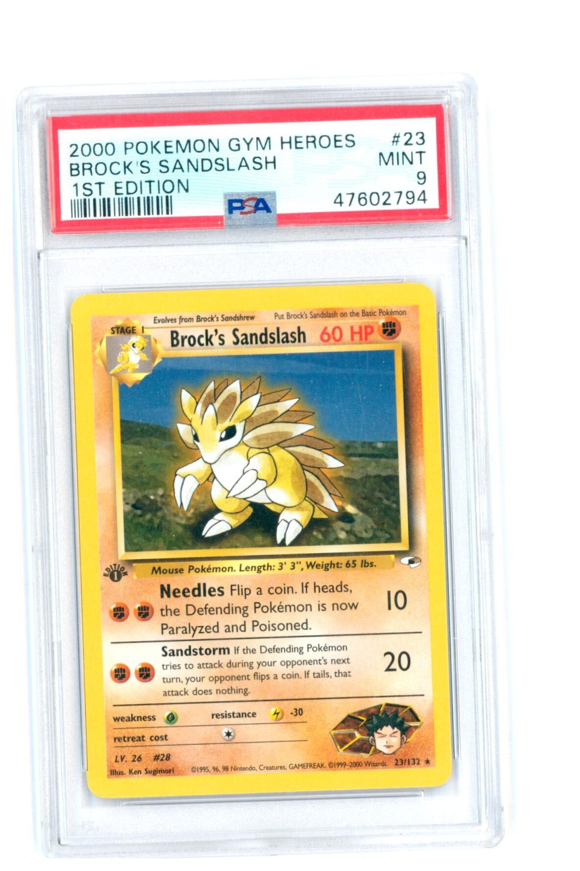 Brock's Sandslash #23 - Gym Heroes - 1st Edition - PSA 9 MINT - Pokemon