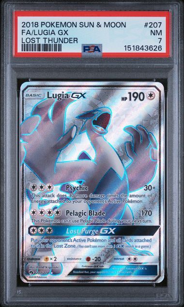 Lugia GX #207 - Sun & Moon Lost Thunder - FA - PSA 7 NM - Pokemon Lugia GX #207 - Sun & Moon Lost Thunder - FA - PSA 7 NM - Pokemon