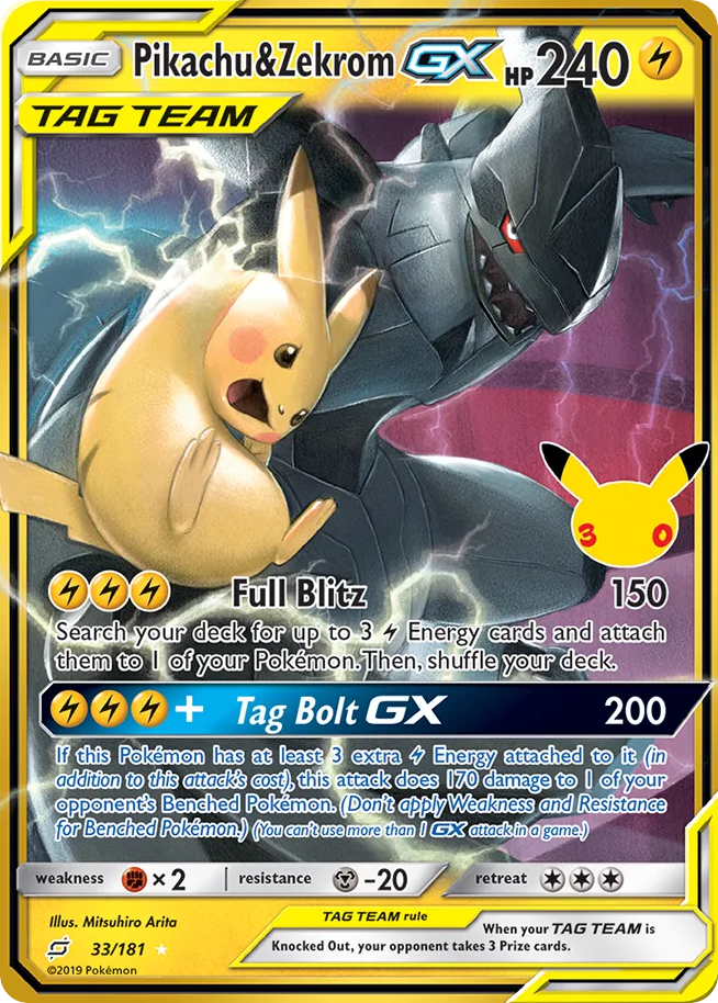 Pikachu & Zekrom-GX - 33/181 - EN