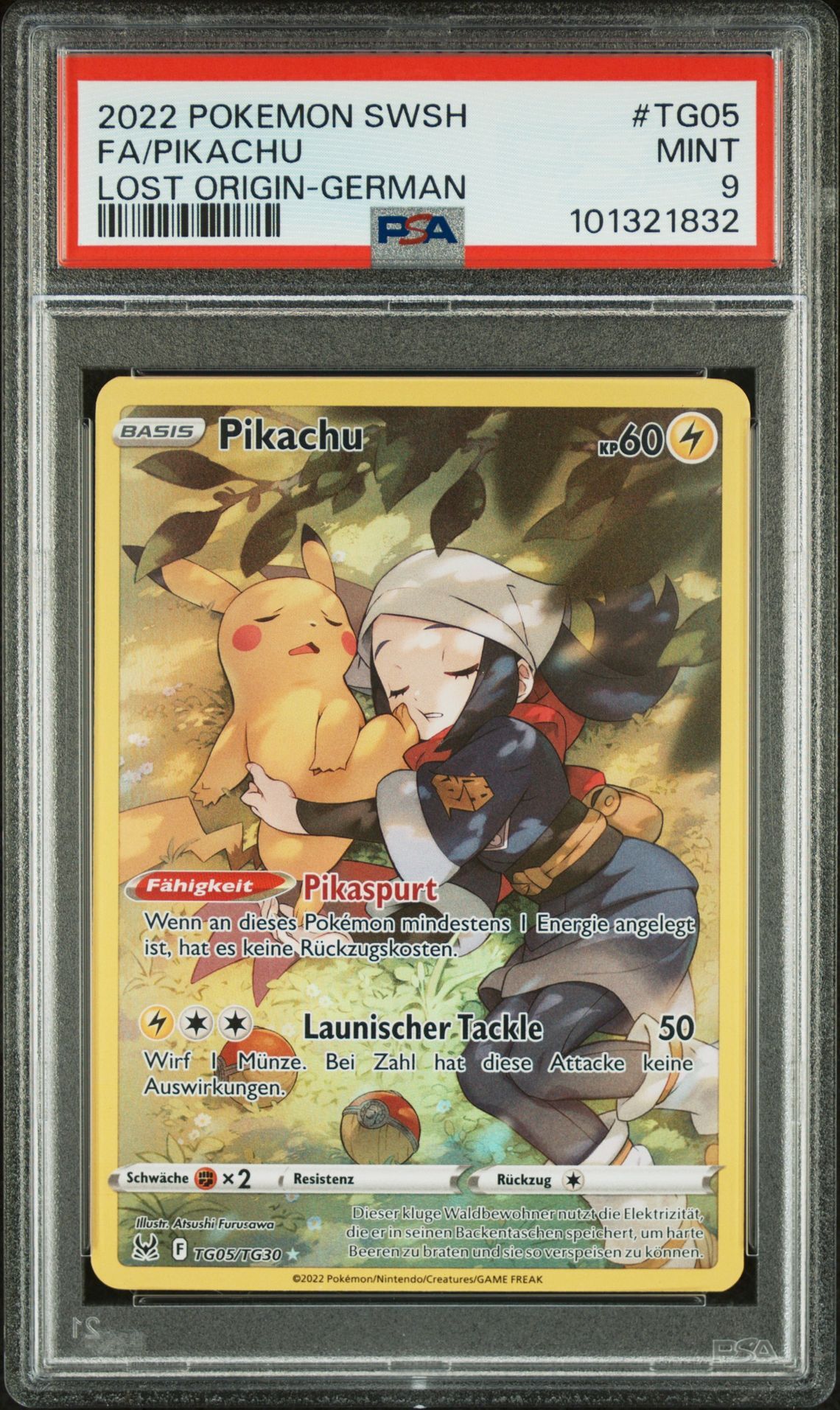 2022 POKEMON SWORD & SHIELD LOST ORIGIN TG05 FULL ART/PIKACHU GERMAN - PSA 9 MINT - Pokémon 2022 POKEMON SWORD & SHIELD LOST ORIGIN TG05 FULL ART/PIKACHU GERMAN - PSA 9 MINT - Pokémon