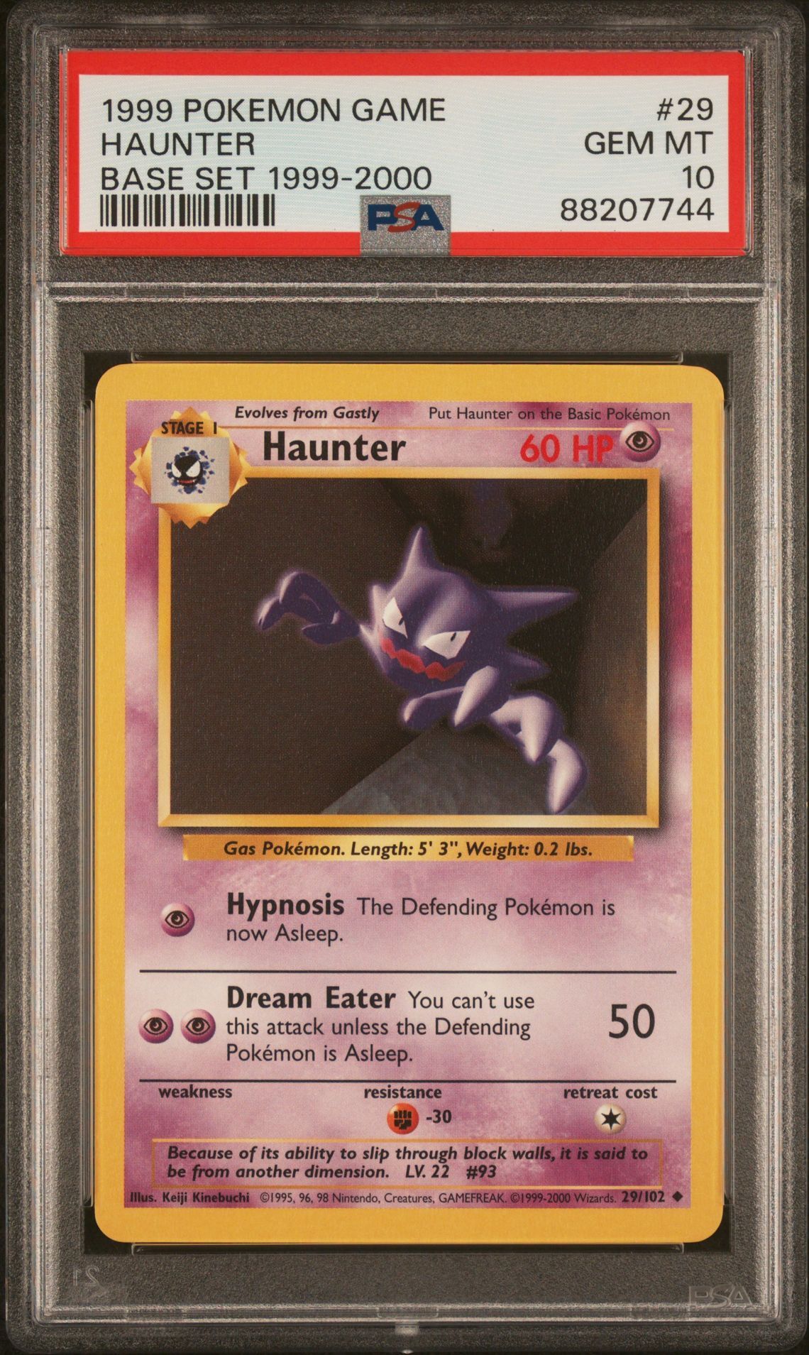 1999 POKEMON GAME 29 HAUNTER BASE SET 1999-2000 - PSA 10 GEM-MT - Pokémon 1999 POKEMON GAME 29 HAUNTER BASE SET 1999-2000 - PSA 10 GEM-MT - Pokémon