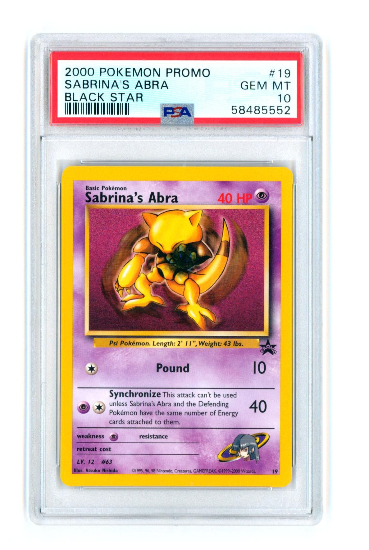 Sabrina's Abra - Black Star Promo 19 - PSA 10 GEM MINT - Pokémon Sabrina's Abra - Black Star Promo 19 - PSA 10 GEM MINT - Pokémon