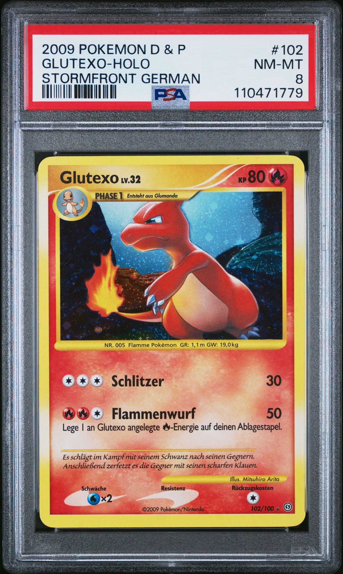 2009 POKEMON GERMAN DIAMOND & PEARL STORMFRONT 102 GLUTEXO-HOLO - PSA 8 NM-MT - Pokémon