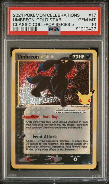 Umbreon-Gold Star #17 - 2021 Celebrations Classic Collection Classic Coll-Pop Series 5 - PSA 10 GEM-MT - Pokemon Umbreon-Gold Star #17 - 2021 Celebrations Classic Collection Classic Coll-Pop Series 5 - PSA 10 GEM-MT - Pokemon