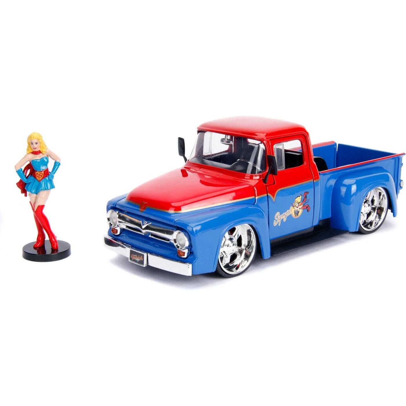 DC Bombshells Diecast Modell Hollywood Rides 1/24 1956 Ford F100 mit Super Girl Figur DC Bombshells Diecast Modell Hollywood Rides 1/24 1956 Ford F100 mit Super Girl Figur