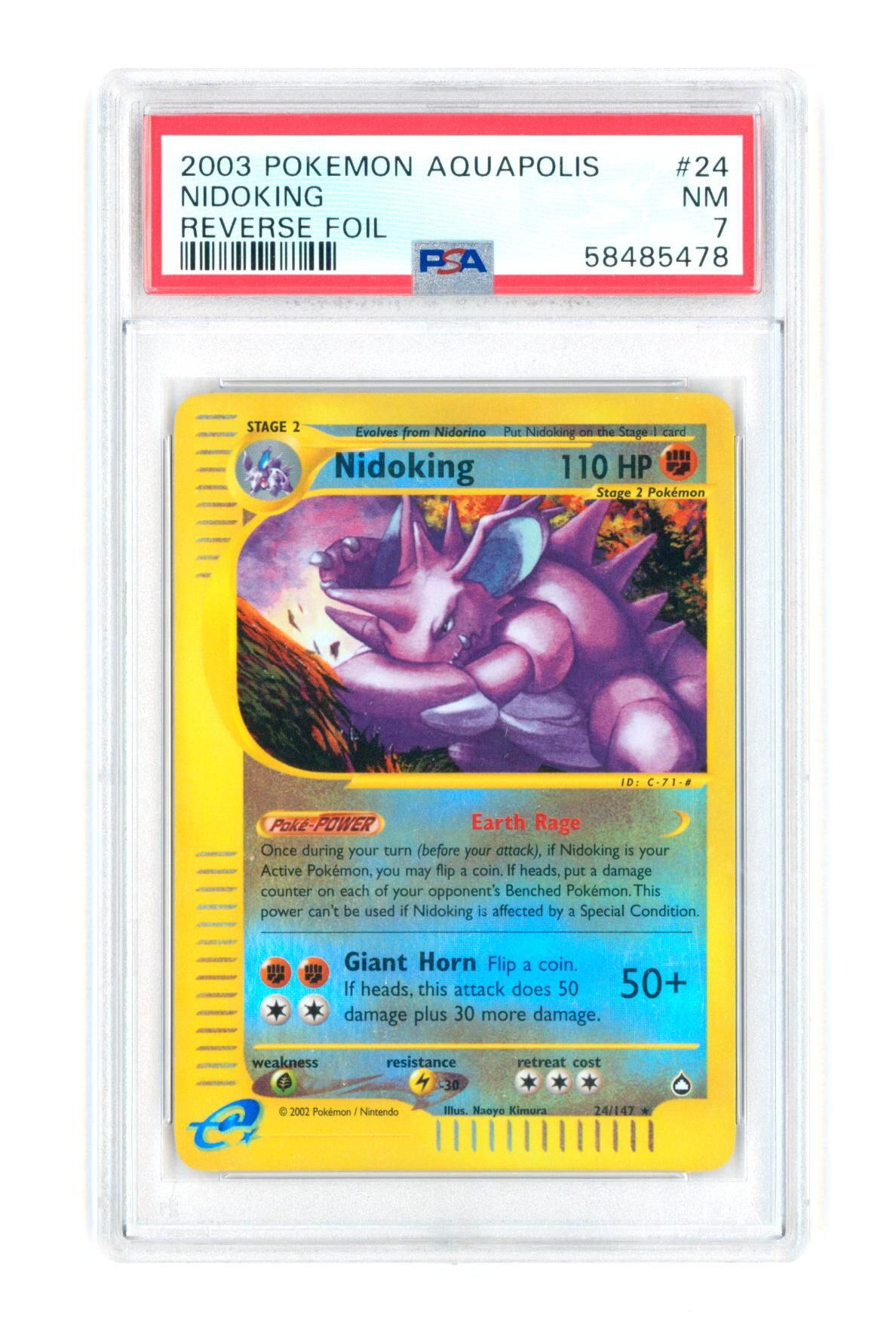 Nidoking 24/147 - Reverse Foil - Aquapolis - 2003 - PSA 7 NM - Pokémon Nidoking 24/147 - Reverse Foil - Aquapolis - 2003 - PSA 7 NM - Pokémon