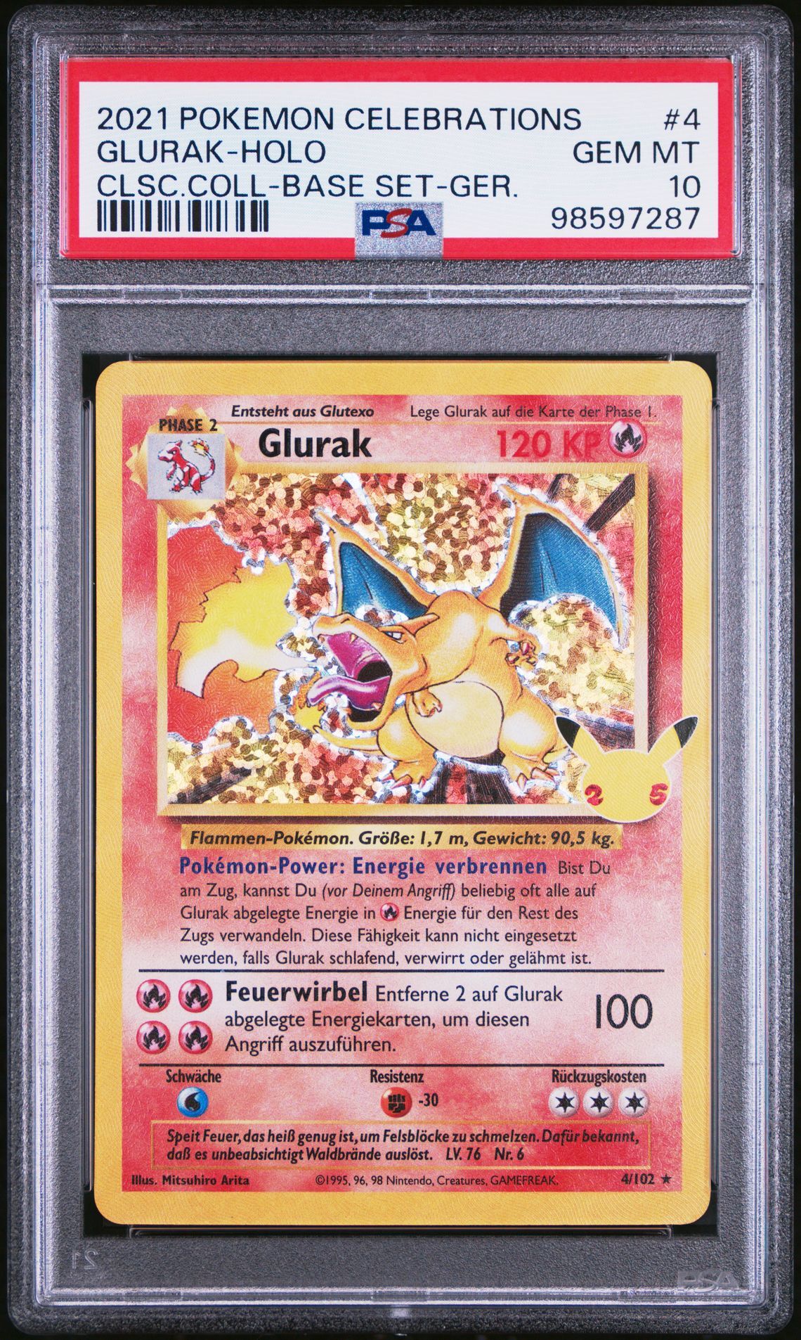 2021 POKEMON CELEBRATIONS CLASSIC COLLECTION 4 GLURAK-HOLO GERMAN - PSA 10 GEM-MT - Pokémon 2021 POKEMON CELEBRATIONS CLASSIC COLLECTION 4 GLURAK-HOLO GERMAN - PSA 10 GEM-MT - Pokémon
