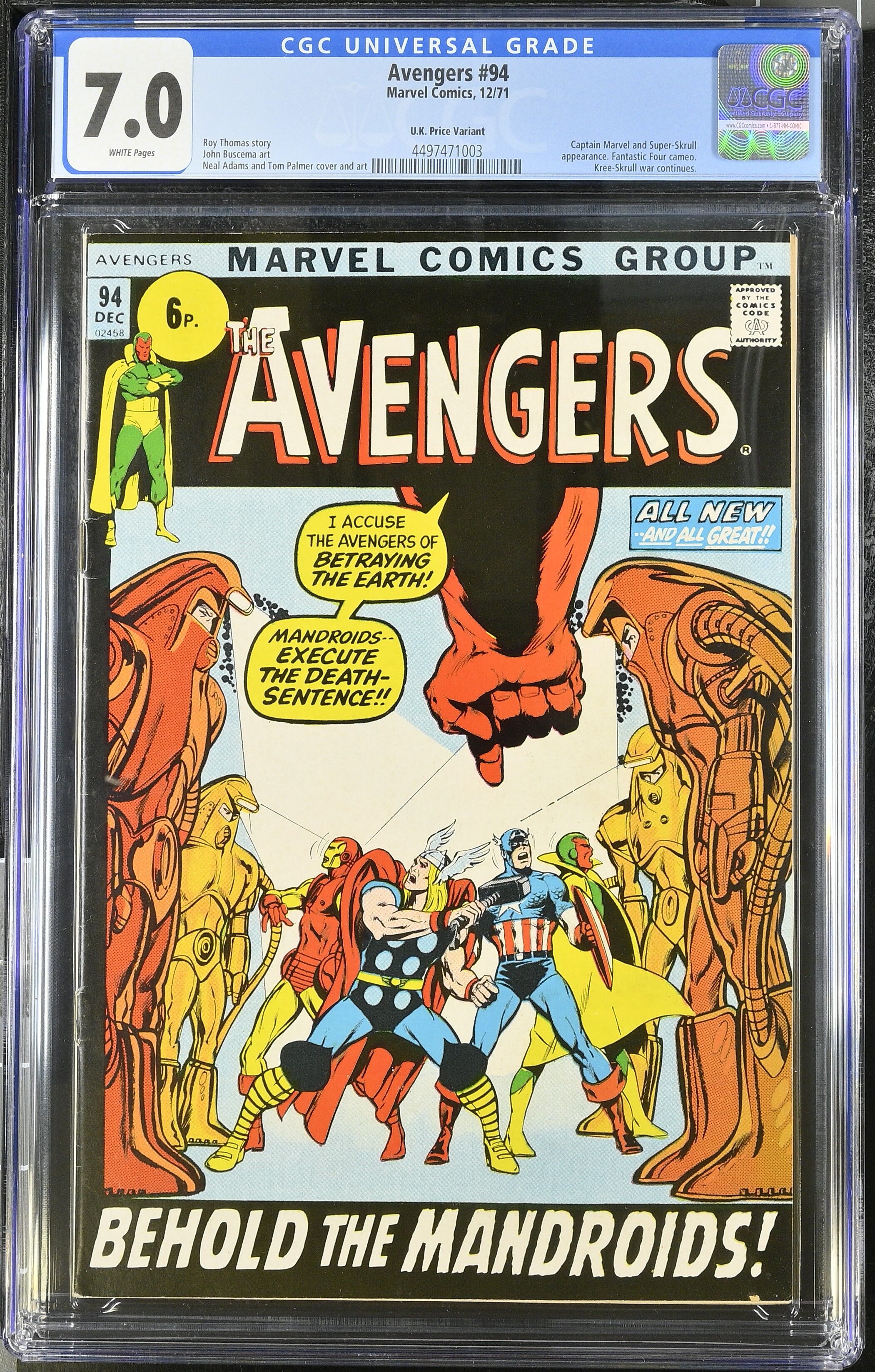 Avengers #94 CGC 7.0 Avengers #94 CGC 7.0