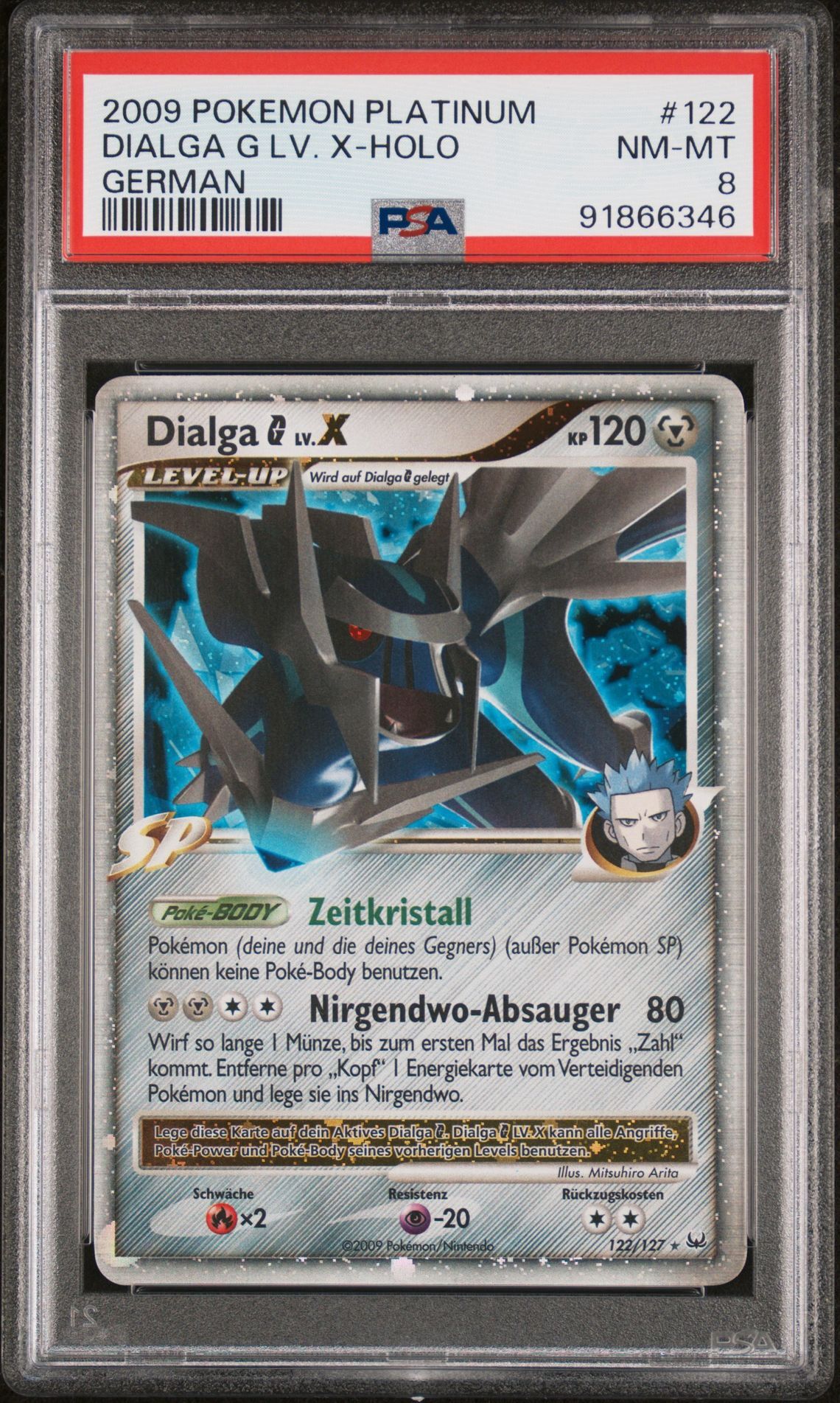 2009 POKEMON PLATINUM 122 DIALGA G LV. X-HOLO GERMAN - PSA 8 NM-MT - Pokémon