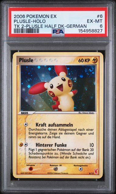 Plusle #6 - Ex Trainer Kit 2 Half Deck - Holo - PSA 6 EX-MT - Pokemon