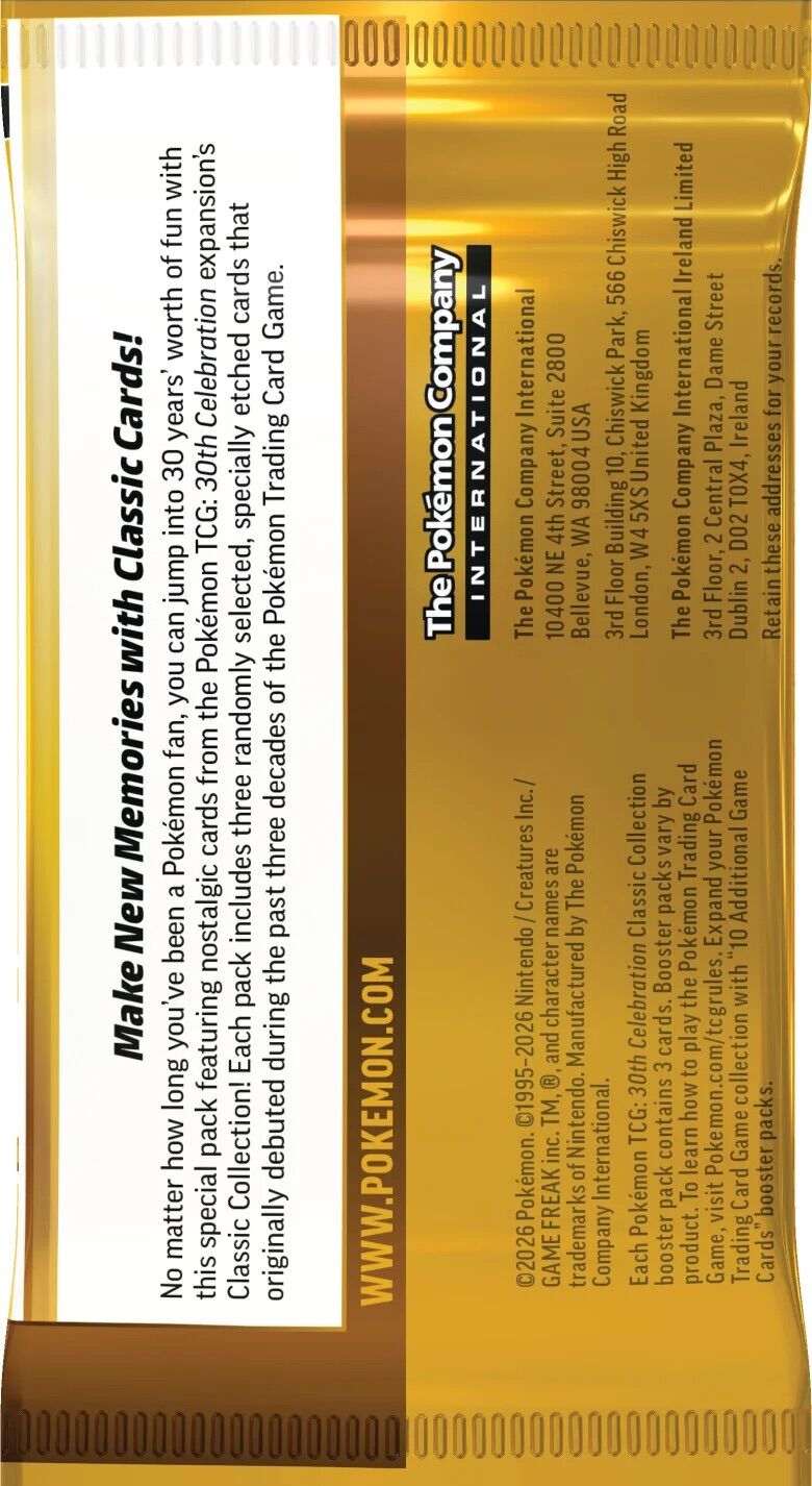Pokémon TCG: 30th Celebration Classic Collection Pack Booster - EN