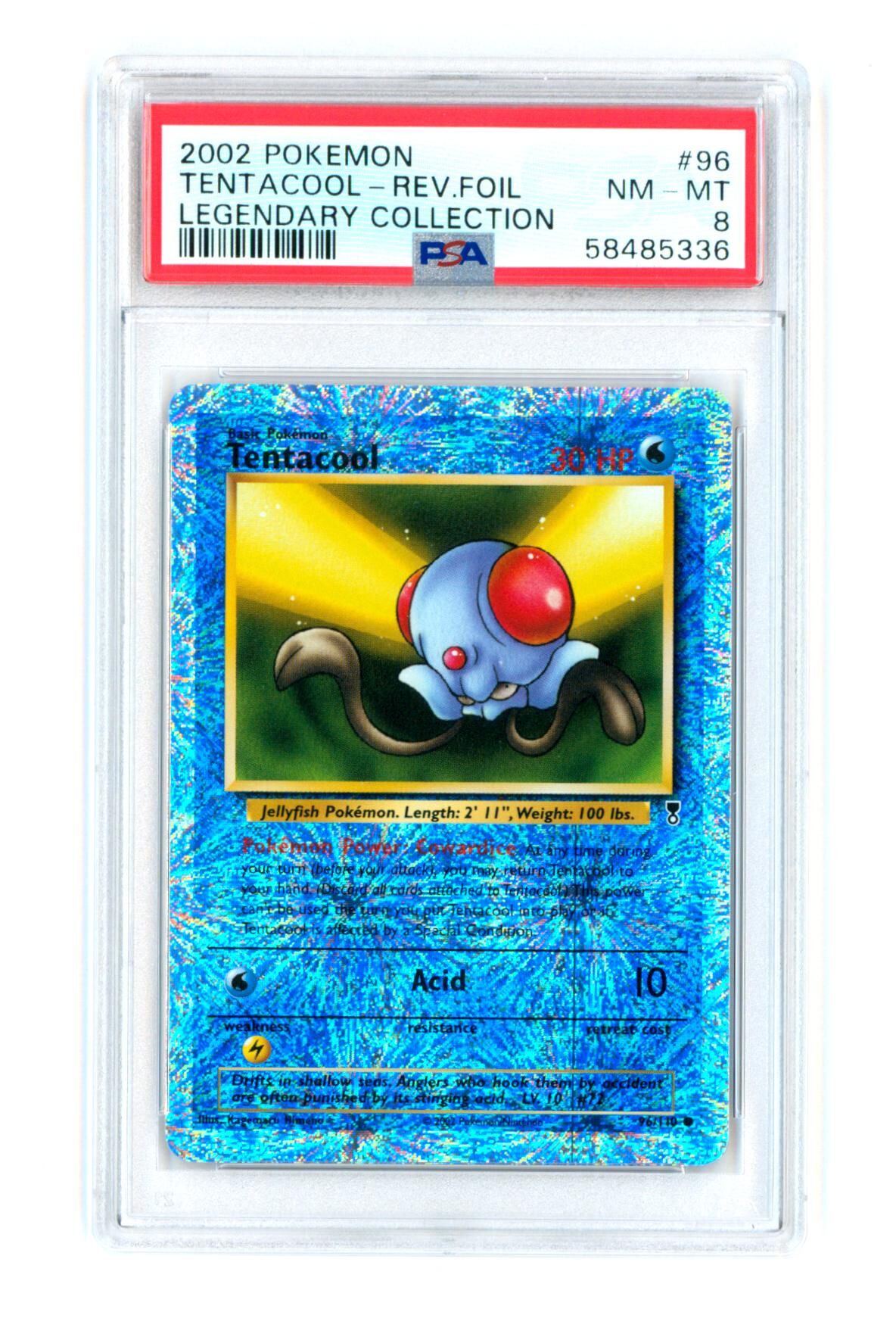 Tentacool 96/110 - Legendary Collection - Reverse Holo - PSA 8 NM-MT - Pokémon