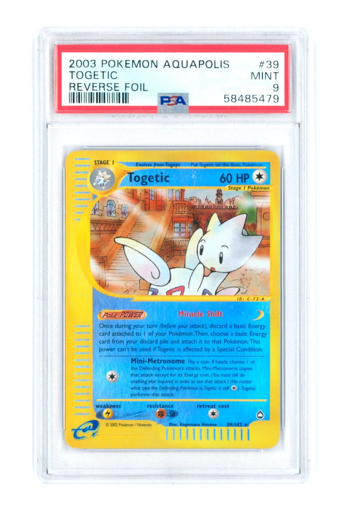 Togetic 39/147 - Reverse Foil - Pokemon Aquapolis - 2003 - PSA 9 MINT - Pokémon Togetic 39/147 - Reverse Foil - Pokemon Aquapolis - 2003 - PSA 9 MINT - Pokémon