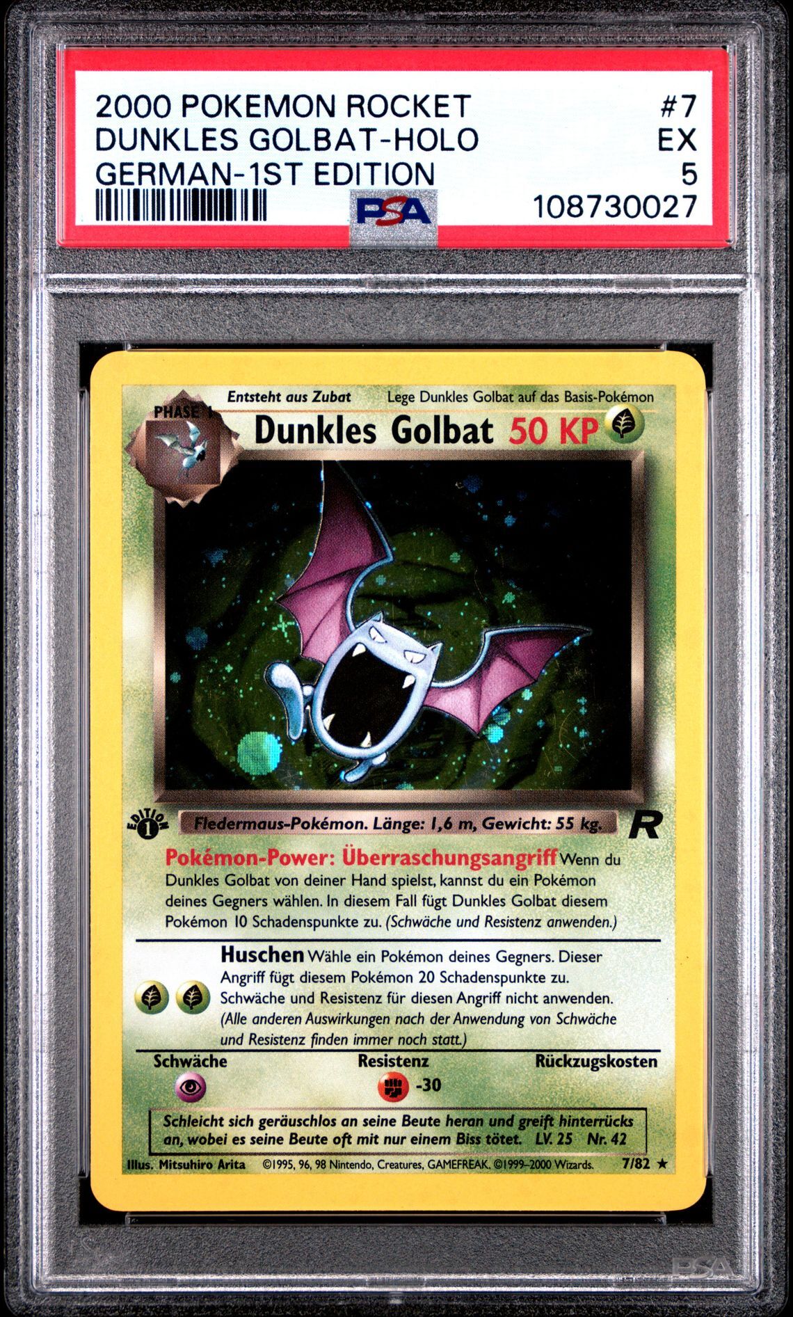 2000 POKEMON ROCKET 7 DUNKLES GOLBAT-HOLO GERMAN-1ST EDITION - PSA 5 EX - Pokémon 2000 POKEMON ROCKET 7 DUNKLES GOLBAT-HOLO GERMAN-1ST EDITION - PSA 5 EX - Pokémon
