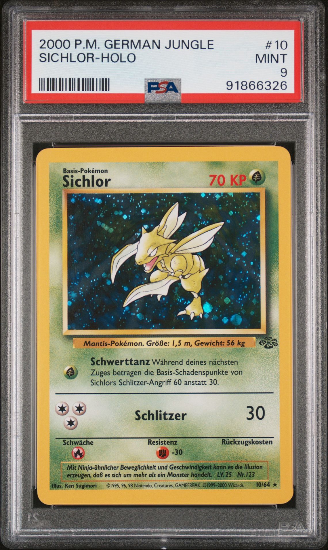 2000 POKEMON GERMAN JUNGLE 10 SICHLOR-HOLO - PSA 9 MINT - Pokémon